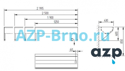 Мойка желоб подвесная AUL 04 AZP Brno Чехия (фото, схема) Мойка желоб подвесная AUL 04 AZP Brno Чехия (фото, схема)